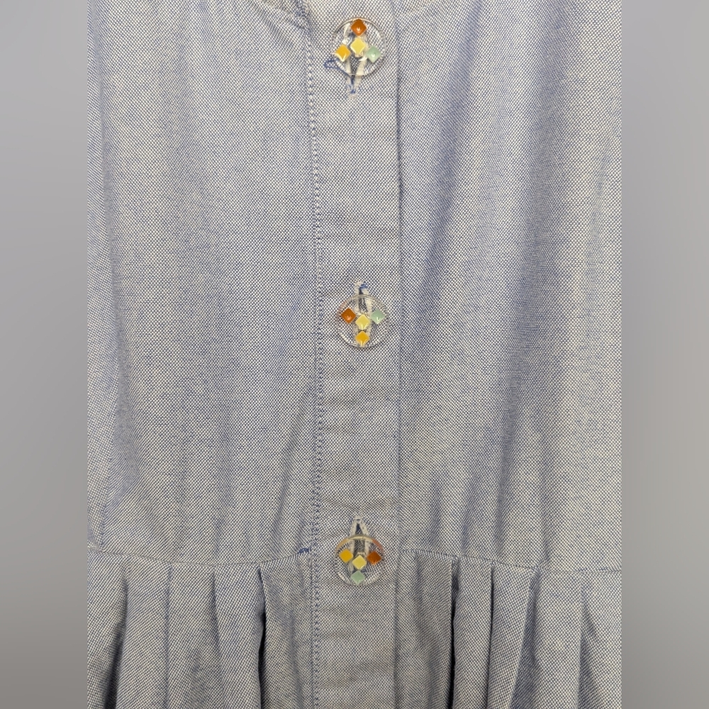BURU Blue Sleeveless Button-Down Dress Size Medium - Picture 4 of 5